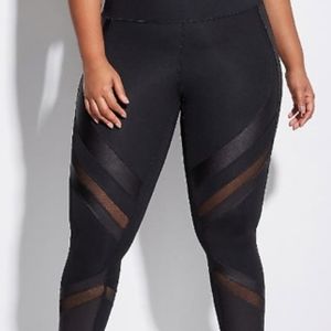 Sculpting Leggings with Leather and Mesh